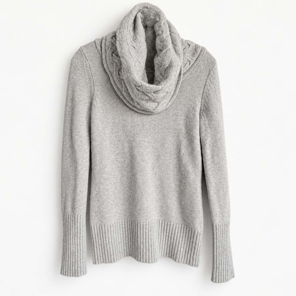 Banana Republic Merino Wool Cashmere Cowl Neck Sweater Italian Yarn XS Gray